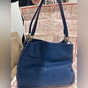 Coach Navy Leather Shoulder Bag
